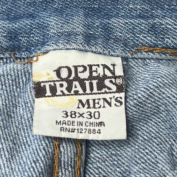 OPEN Trails MODIFIED Shorts Adults Mens W38 Blue Denim Distressed Jeans - Picture 3 of 5